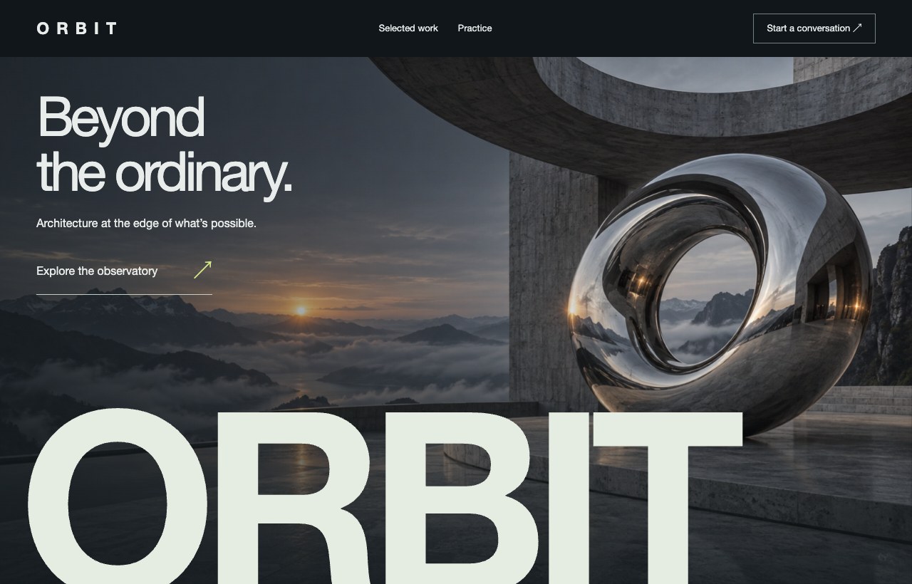 ORBIT futuristic design studio website example